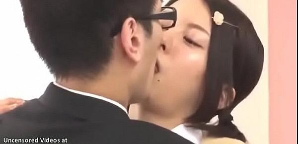  Japanese adorable college girl fucks shy boyfriend